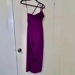 Purple ASOS MNG dress one shoulder with floral detail